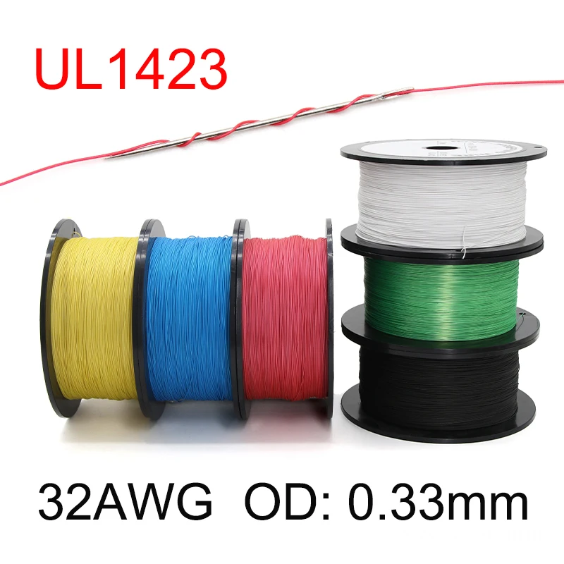 32AWG PTFE Single Copper Wire UL1423 PVDF Insulated Silver Plated 1 Core Micro Fine High Temperature Electrical Cable