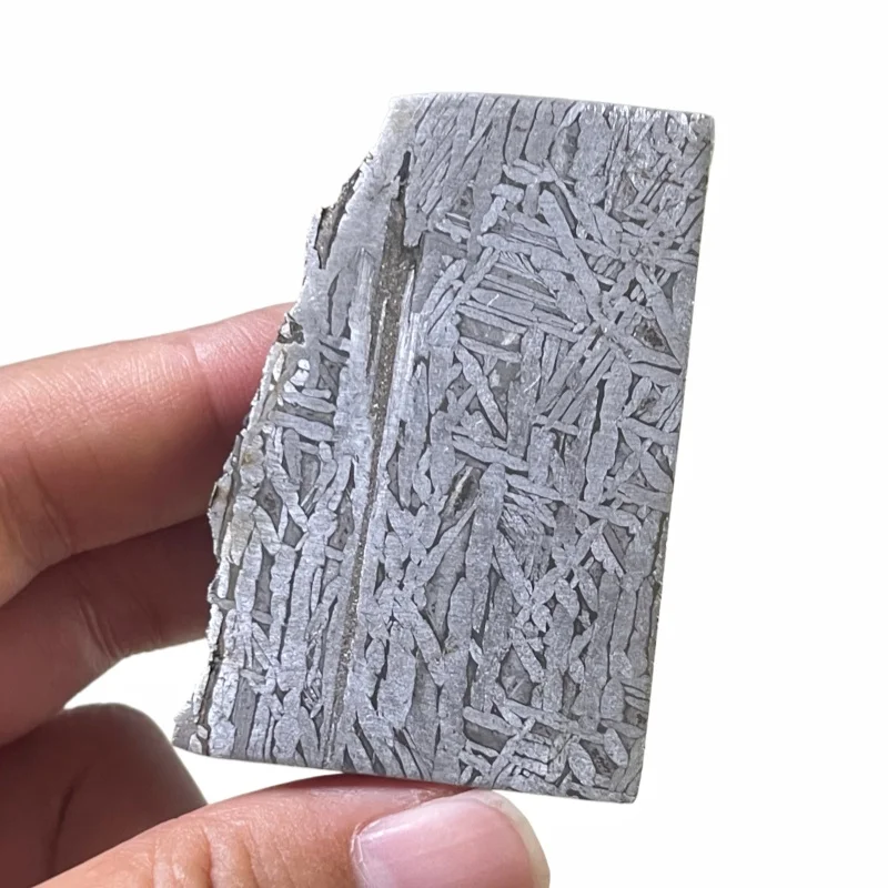 Muonionalusta Iron Meteorite Rectangular Block Slice Clear Widmanstätten Pattern Side Raw Crust For Collection And Display QC892