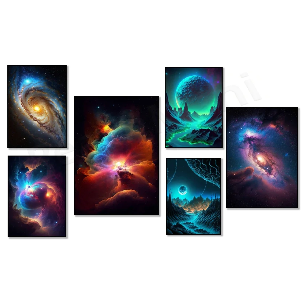 

Abstract Landscape Art - Sci Fi Alien Planet Surface - Cosmic Theme, Nebula Galaxy Photography, Astronomy, Milky Way Space Poste