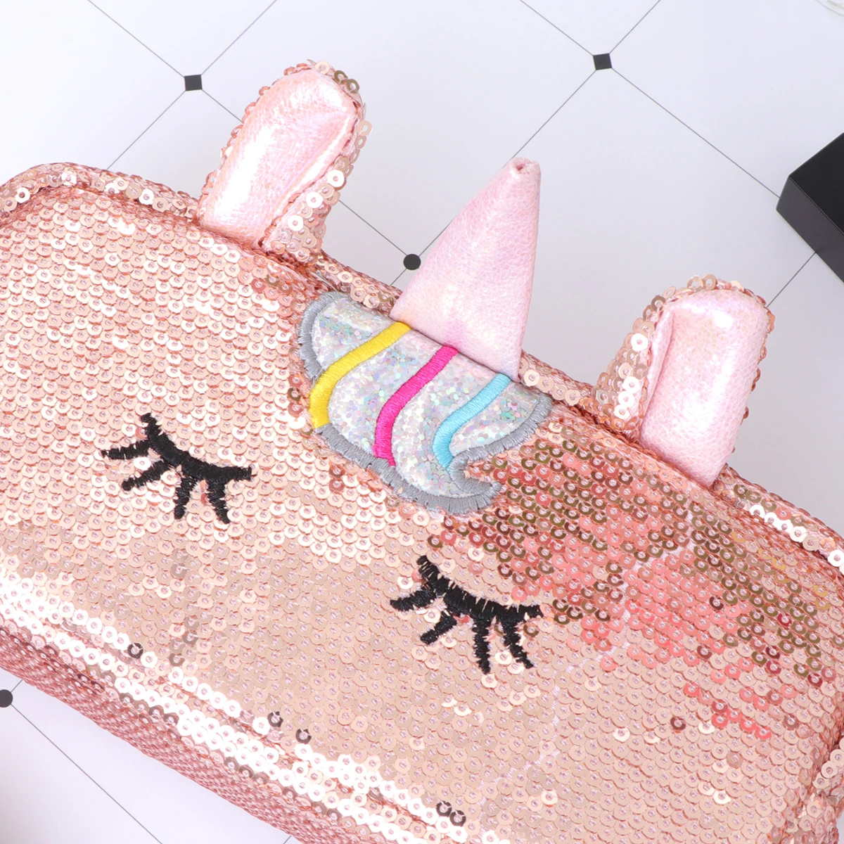 ユニコーンスパンコール鉛筆バッグ多機能ペンケース収納かわいい学用品旅行環境に優しい耐久性のある丈夫なジッパー