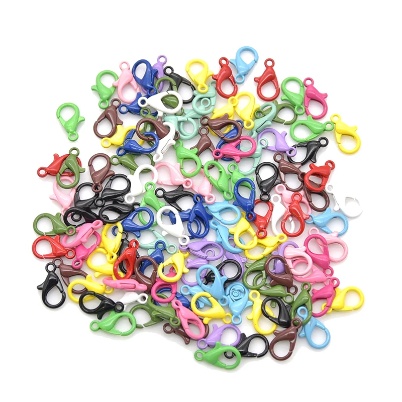 New Fashion Colorful Mixed Alloy Open Rings Lobster Clasp Hooks Ball Chains For DIY Jewelry Making Findings Supplies