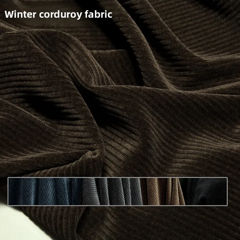 

Winter Thi Wide Stripe Corduroy Fabric Suiting Coat Casual Wide Leg Pants Set Clothing Material Luxury Mixed Blend Striped