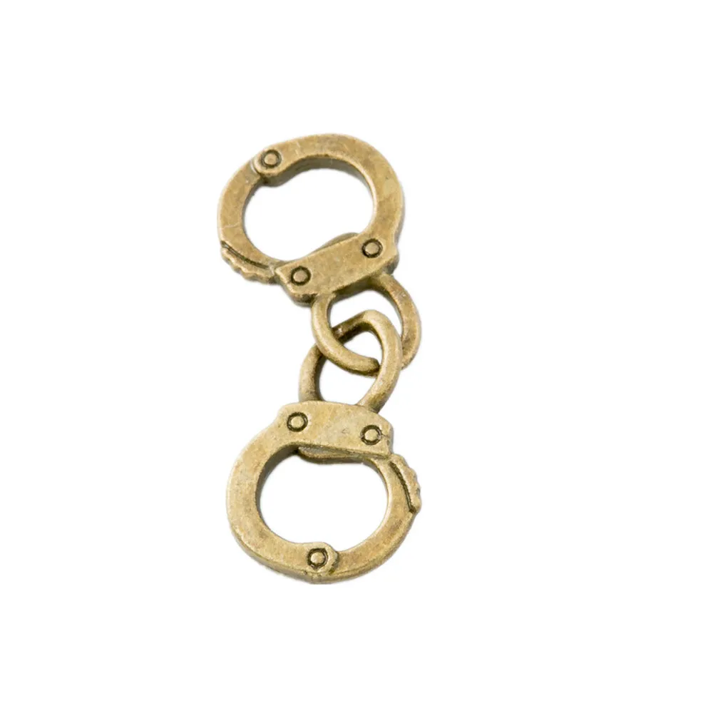 New 10pcs/Bag Cool Literary Artistic Retro Handcuffs Pendants Ancient Bronze Silver Gold Color Diy Zinc Alloy Jewelry Decroation