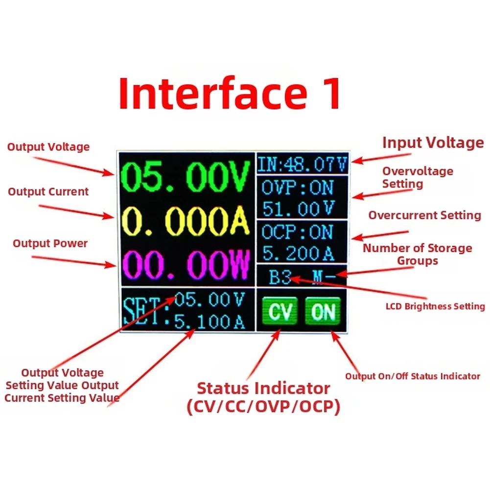 DC Power Component 0-50V 0-5A with Voltage and Current Resolution of 0.01V and 0.001A for Technical Measurements