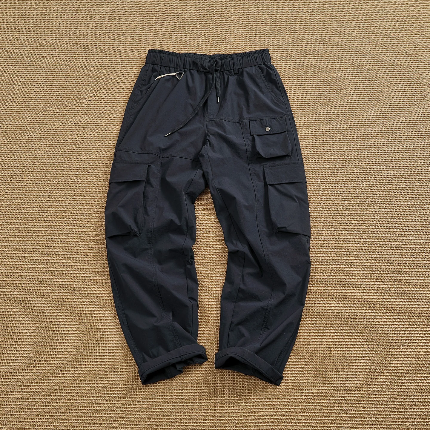 Lightweight stretch overalls for men, summer loose straight multi-pocket casual pants, quick-drying trousers