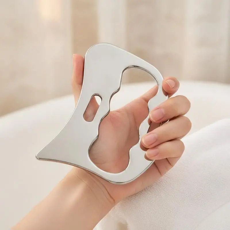 Stainless Steel Fascia Gua Sha Board,Facial Beauty Full Body Meridian Relaxation Tool,Portable Manual Massage Wellness Tool