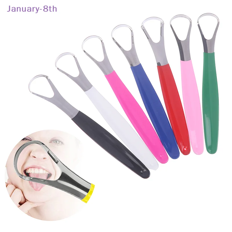 

1Pcs Stainless Steel Tongue Scraper Adult Oral Hygiene Tongue Coating Brush Mouth Bad Breath Remover Cleaner