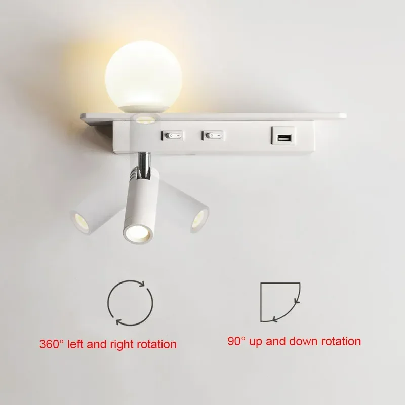 Moderne Minimalistische Wandlamp Binnenverlichting Led Bedlampje Gang Slaapkamer Schans Schakelaar Spotlight Rotatie Eenvoudige Bar