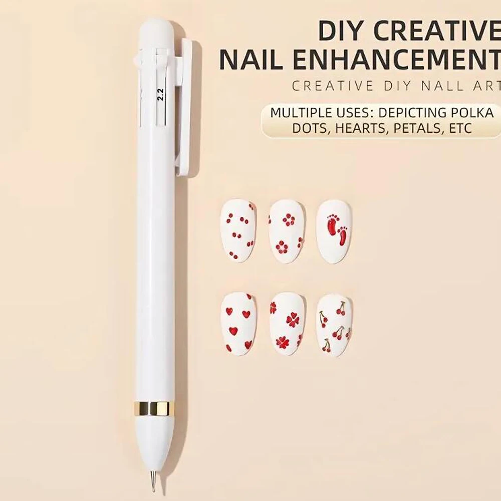새로운 4 in 1 다기능 네일 아트 도트 펜, 젬, 창의적인 페인팅 네일 포인트 다이아몬드 펜 프레스 타입 네일 도구