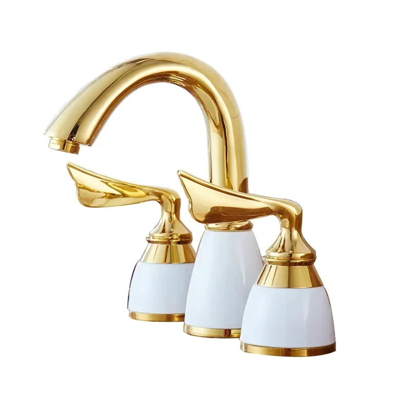 

Faucet basin Three-hole antique faucet All-copper basin European antique three-hole wash basin Hot and cold faucet