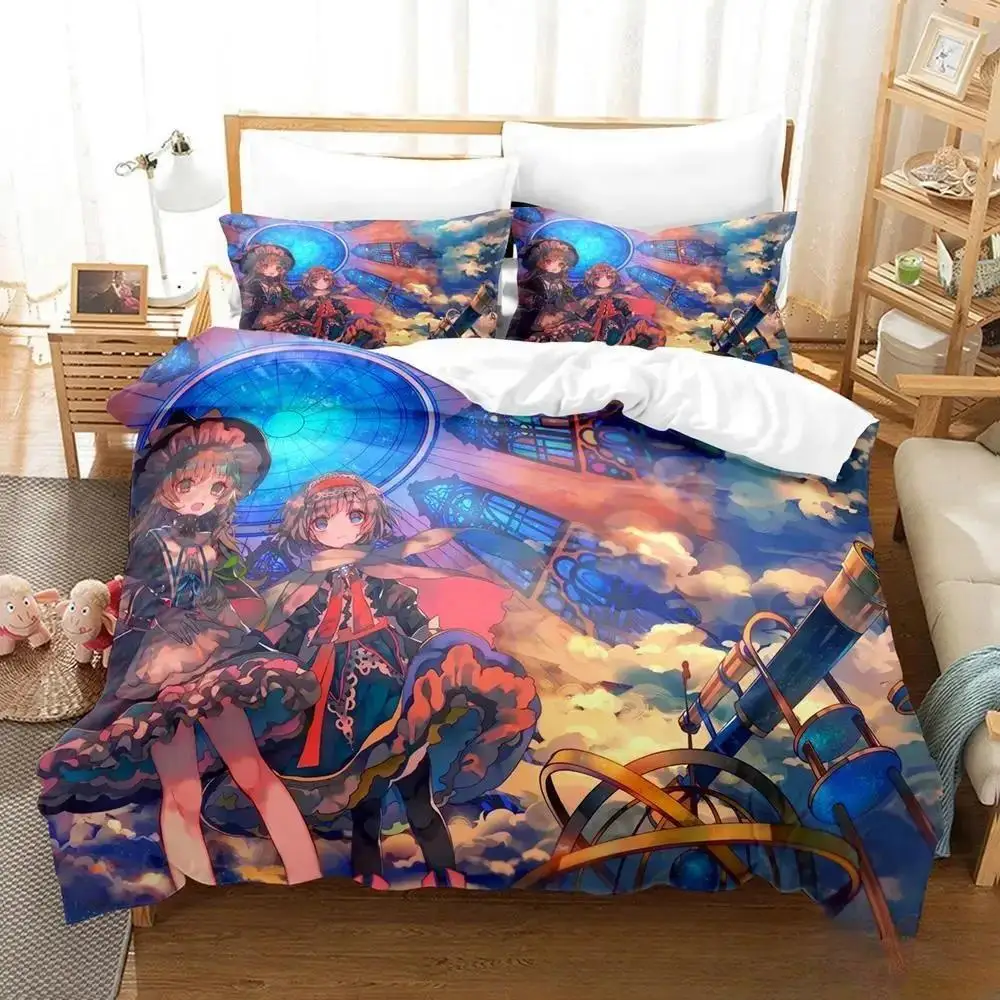 3D Print Anime Game Touhou Project Bedding Set Duvet Cover Bed Set Quilt Cover Pillowcase Comforter king Queen Size Boys Adult