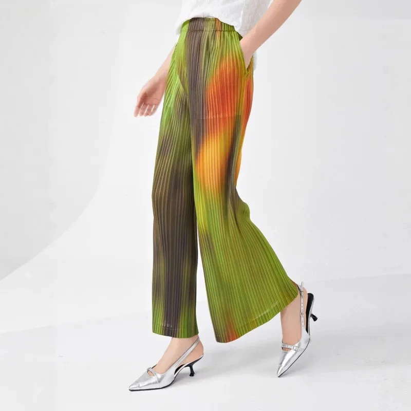 Geometric Print Pattern Women Pleated High Waisted Casual and Fashion Loose Oversized Elastic Female Pants 2026 Spring New