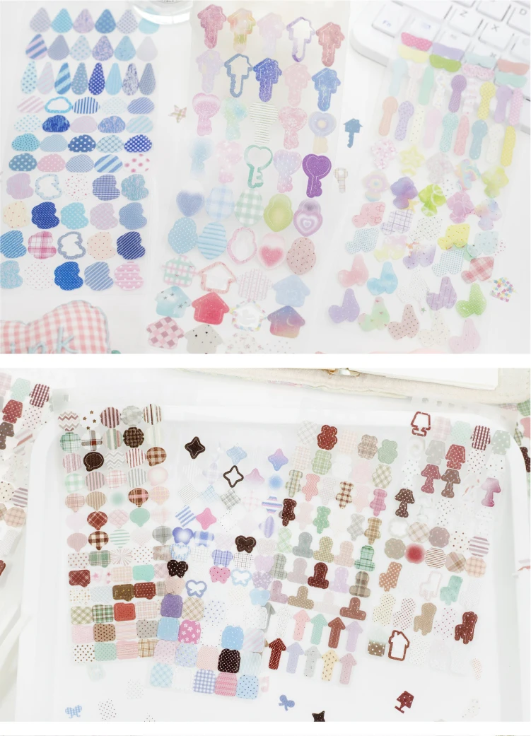 Journal GO 20 Stück Macaron Matte PET Blumen- & Karo-Aufkleber Niedliche Scrapbooking-Karten-Bastel-Aufkleber für Tagebücher & Planer – Detail 9