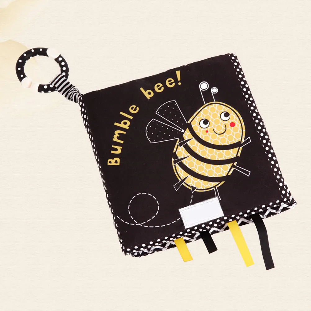 

Детская тканевая книга с мультяшными рисунками для интеллектуального развития и раннего обучения, с объемным звуковым дизайном, бежевая