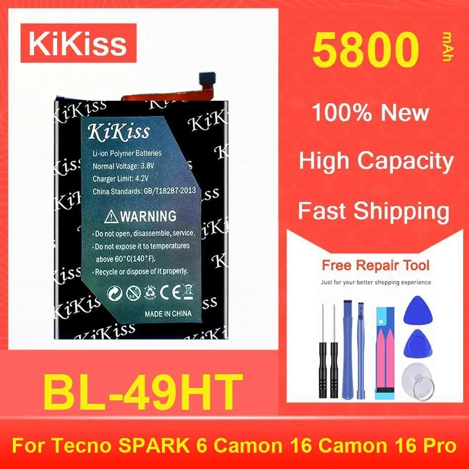

Kikiss Battery 5800Mah BL-49HT For Tecno SPARK 6 Camon 16 Pro