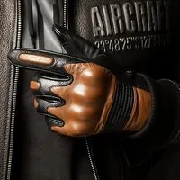 Touchscreen Motorcycl gloves Cow Leather Retro Motorcycle Full Finger Glove Cowboy Style for Men Moto Accessories 1 Pair