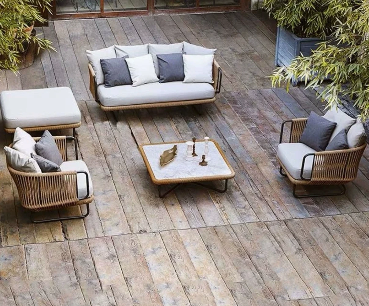 

Waterproof Rattan Set for Outdoor Leisure for Courtyard Garden Balcony Homestay Villa for Coffee Table-for Hotels Backyards