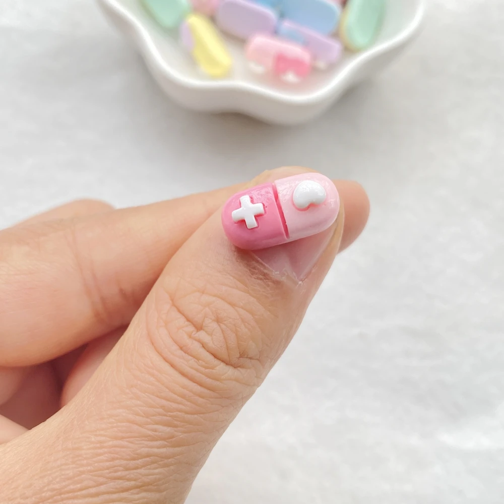 30Pcs Cute Mini Cartoon Colorful Pill Nail Art Resin Designer Charms DIY Craft For Nail 3D Decorations Jewelry