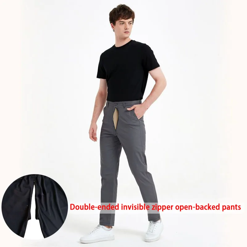 Sex Pants Invisible Open Crotch Pants Autumn Straight-Leg Trousers Casual Loose Outdoor Convenient Toilet Quick Pants Men's Wear