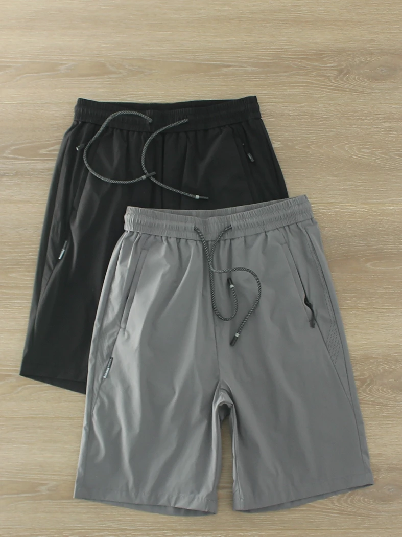 

Ice Silk Thin Sports orts Men's Qui Dry Elastic Five-Quarter Casual Summer Trendy Large Size Elastic Waist Mid-Pants