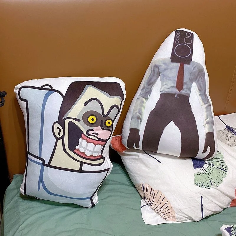 Skibidi-almohada de felpa para inodoro de dibujos animados para hombre y hombre, almohada de vigilancia para adultos, regalo de cumpleaños,