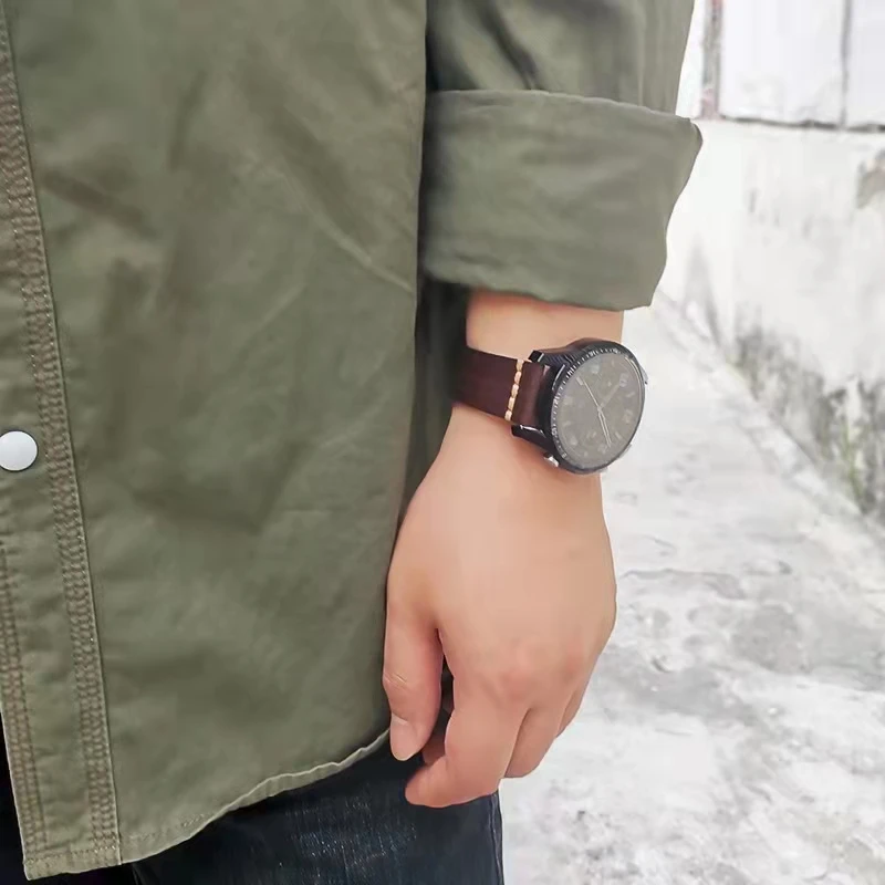 Premium Leather Strap For Samsung Galaxy watch 3/Gear S3/Huawei Watch 3 Pro Oil Wax Bracelet Wristband For Amazfit GTR/Stratos