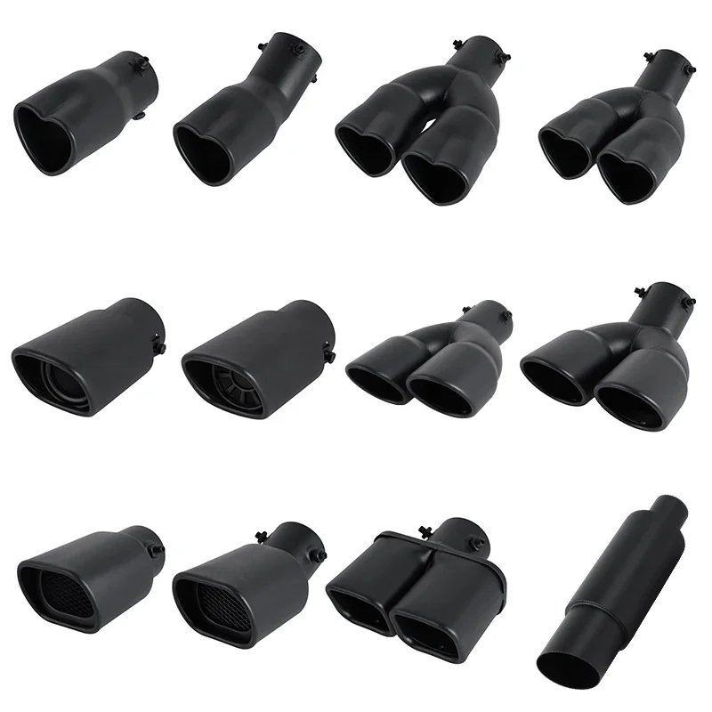 1Pcs Car Parts New Design Heart Shape Style Car Accessories Stainless Steel Black Exhaust Tips Muffler Tail Pipe