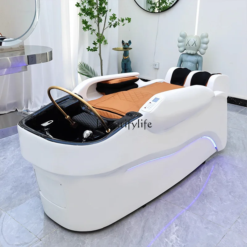 

01 electric massage shampoo bed Barber shop Automatic water circulation Fumigation head treatment bed with water heater
