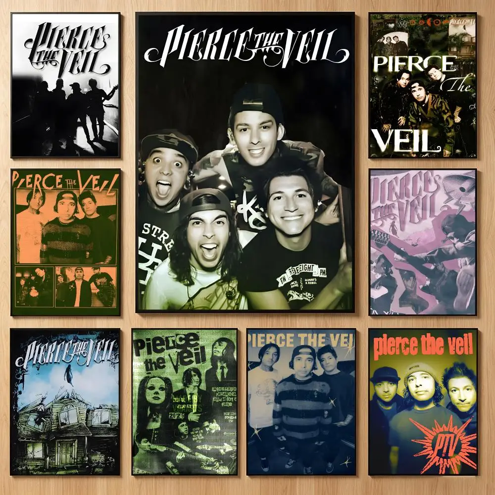 Energetic Band P‑Pierce The Veil Poster Classic Self-Adhesive PP Wall Sticker for Living Room Bar Decor Gift