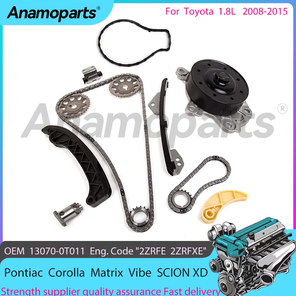 Engine parts Timing chain water pump kit For 1.8L 08-15 Toyota Corolla Matrix Vibe 1.8 L4 DOHC 16 VALVE 2ZRFE 2ZRFXE 13506-0T020