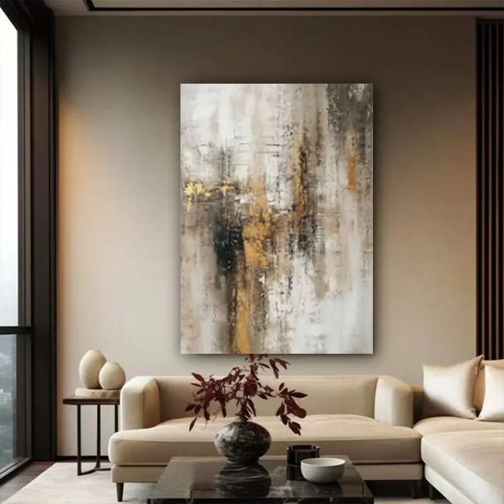 

Hand drawn works Abstract Black grey Lines Wall Art Canvas Poster For Living Room Bedroom Trim Oil Painting Home Decor Picture