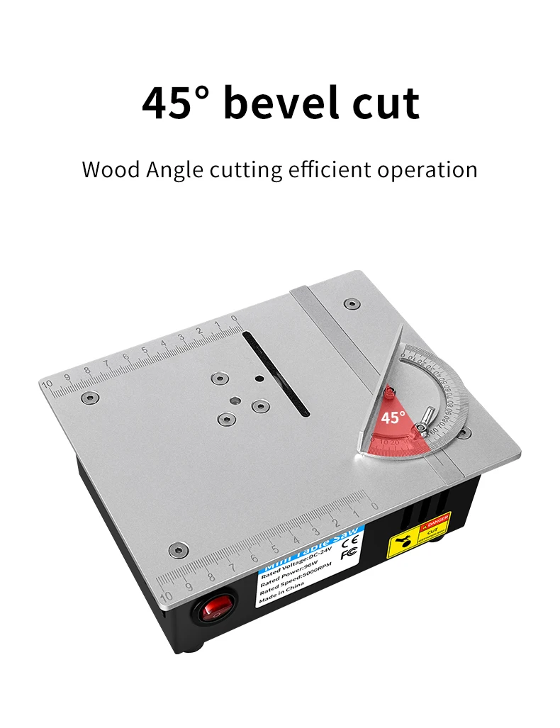 96 W Mini-Tischkreissäge, Holzbearbeitung, elektrische Tischkreissäge, 7 Geschwindigkeiten, verstellbar, DIY-Modell, Hausschnittmaschine, 63 mm Klinge – Detail 8