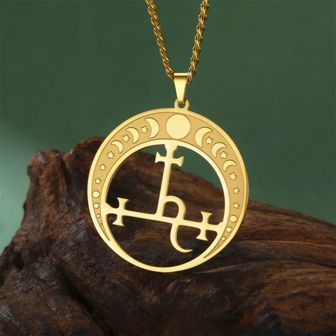 EUEAVAN ليليث شيطان ختم قلادة الفولاذ المقاوم للصدأ خمر الشيطان سليمان رمز قلادة المختنق تميمة المجوهرات هدية بالجملة