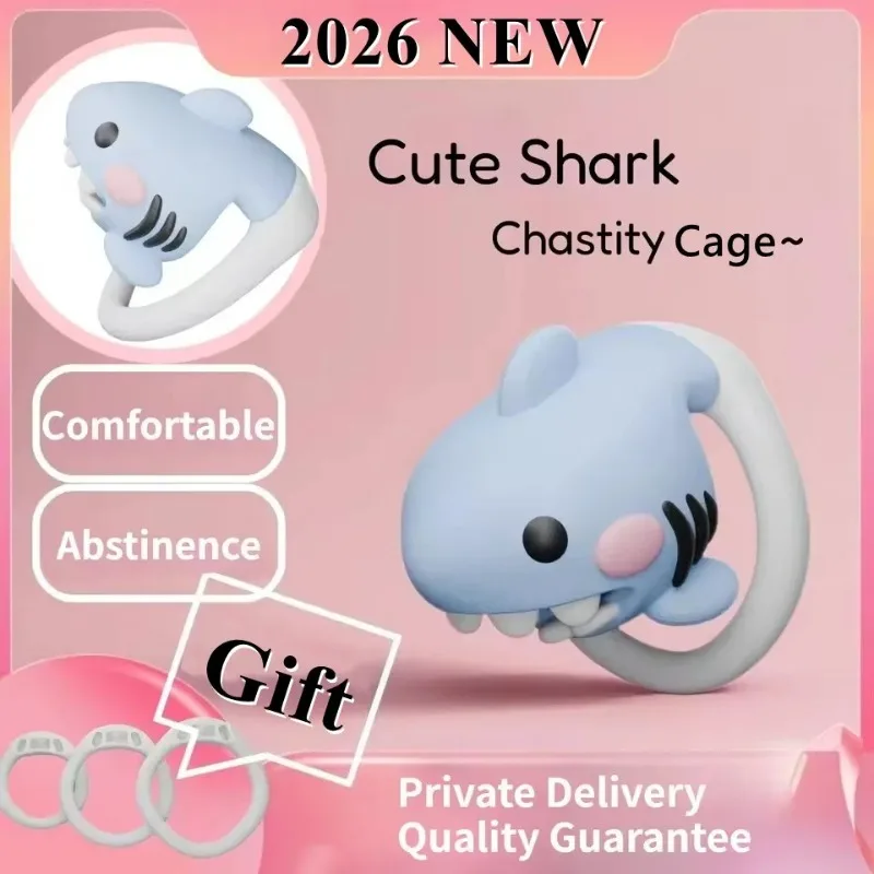 Shark-Shaped Male Chastity Cage Device Sissy Penis CB Lock with 3 Size Rings Abstinence Restraint Cock Cage Sex Toys for Men 18+ - view 4