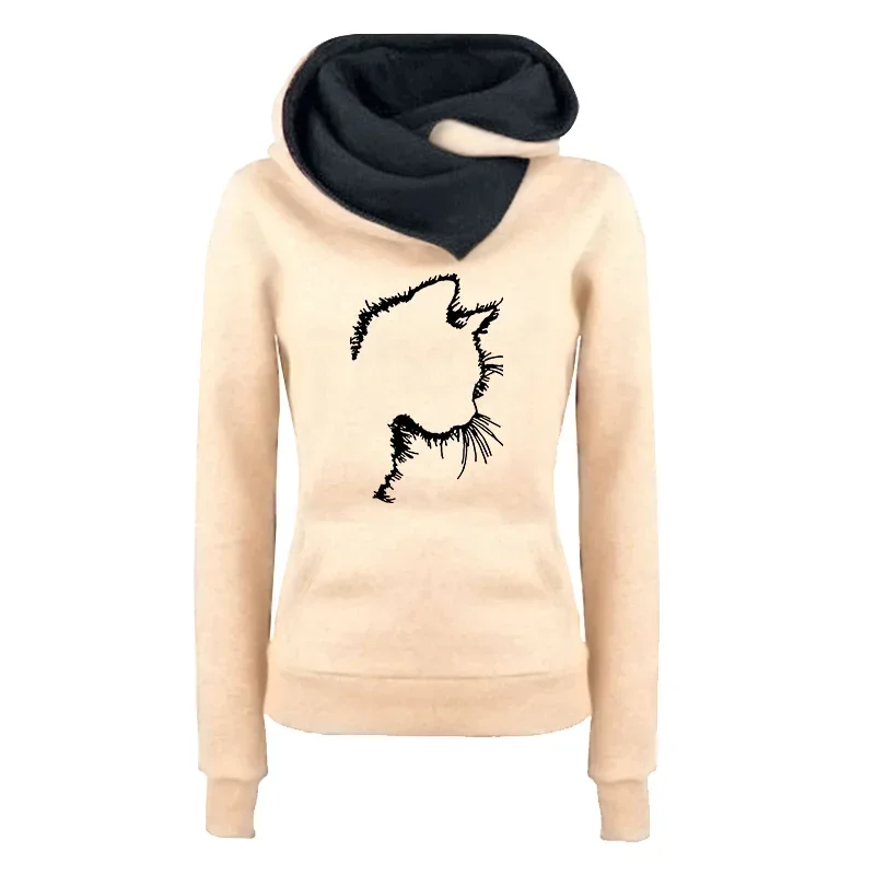 2025, Herbst und Winter, Neuankömmling, Damen-Kapuzenpullover, urban, lässig, modisch, Kapuzenpullover, Damen, Zuhause, Outdoor, Komfort, Katzen-Druck-Sweatshirt