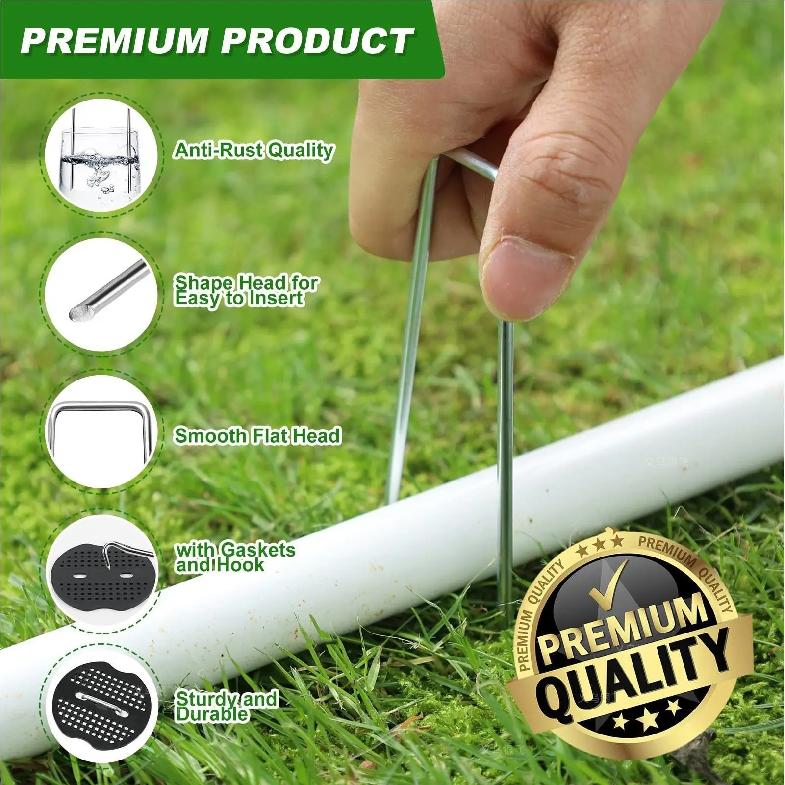 

Колья для газона U-образные сверхмощные штифты, 50 шт., колья для ландшафтного дизайна газона для наружного двора, дорожки, фермы, патио, подъездной дороги, брезентовый забор