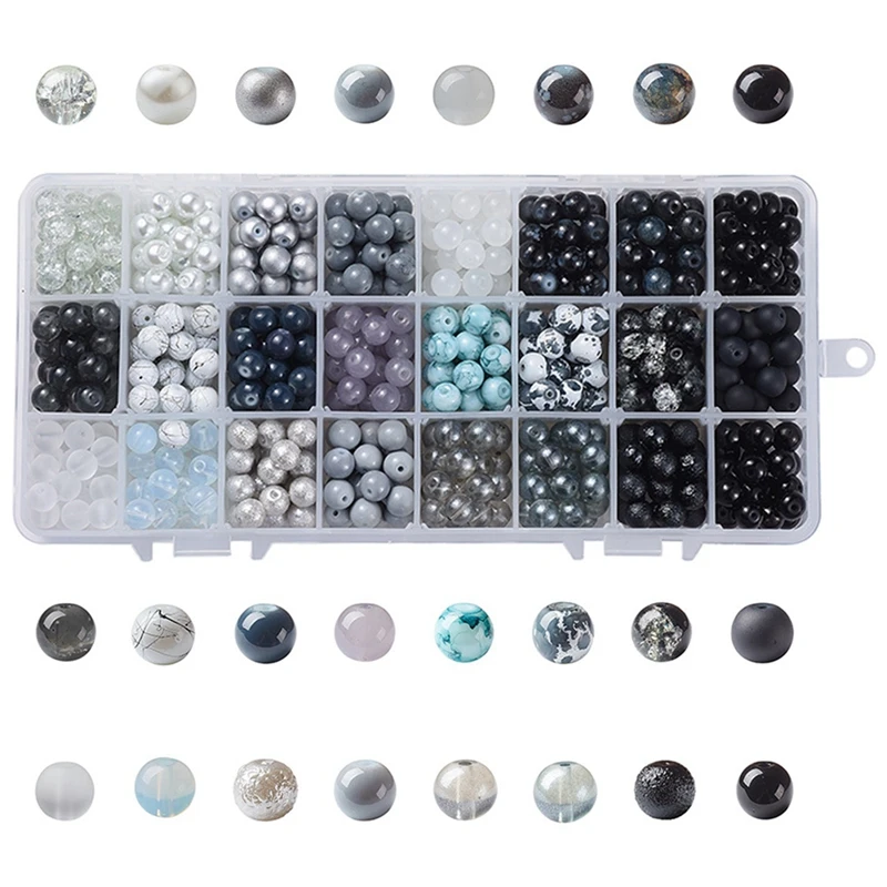 

Gradient Glass Beads Loose Beads Round Beads DIY Handmade Beaded Bracelet Jewelry Accessories Materials Black