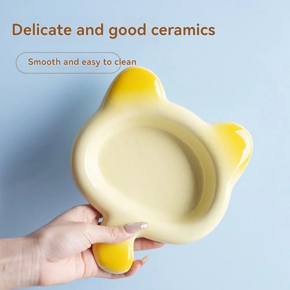 

Non-slip Ceramic Cat Bowl Neck Protection with Handle Dog Food Water Container Anti Vomiting Easy To Clean