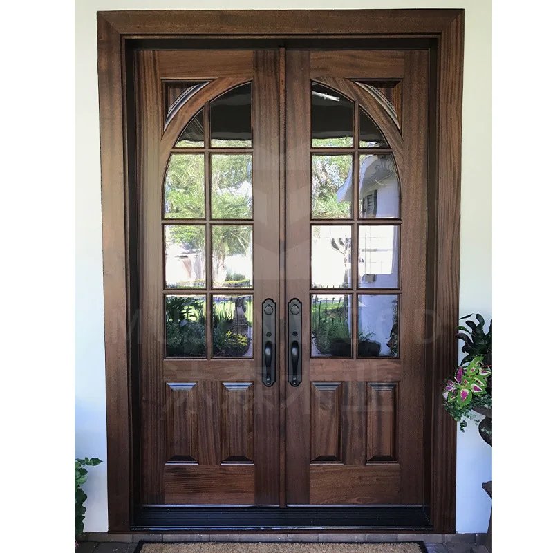 Black Walnut Paint-free Glass Custom Entry Door French Retro Light Luxury Anti-theft Self-built Door Foreign Trade European Flat