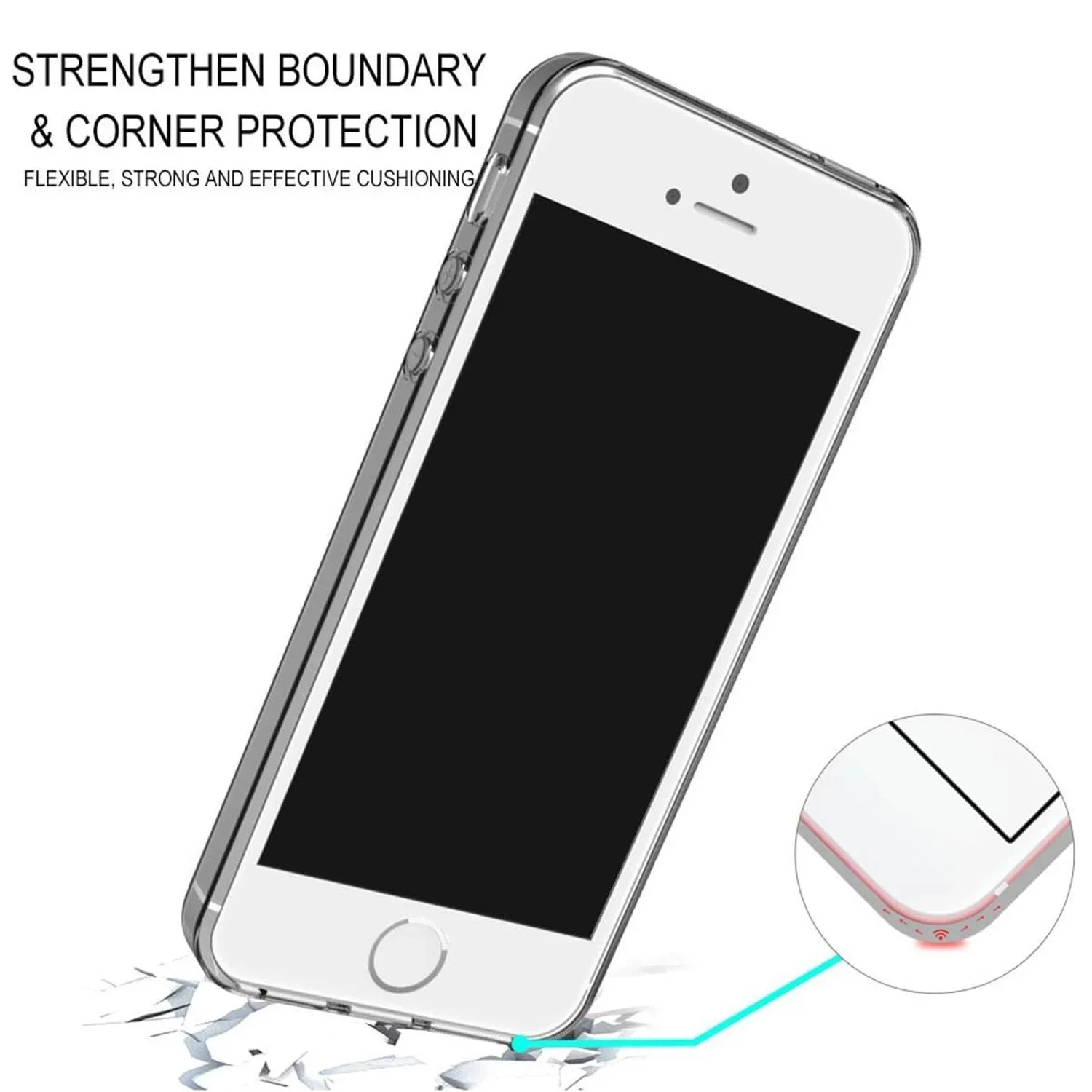 Clear Silicone Soft TPU Cover For iPhone 5S SE 2016 SE 2020 SE 2022 iPhone 6 7 iPhone 8 Transparent Coque Cases
