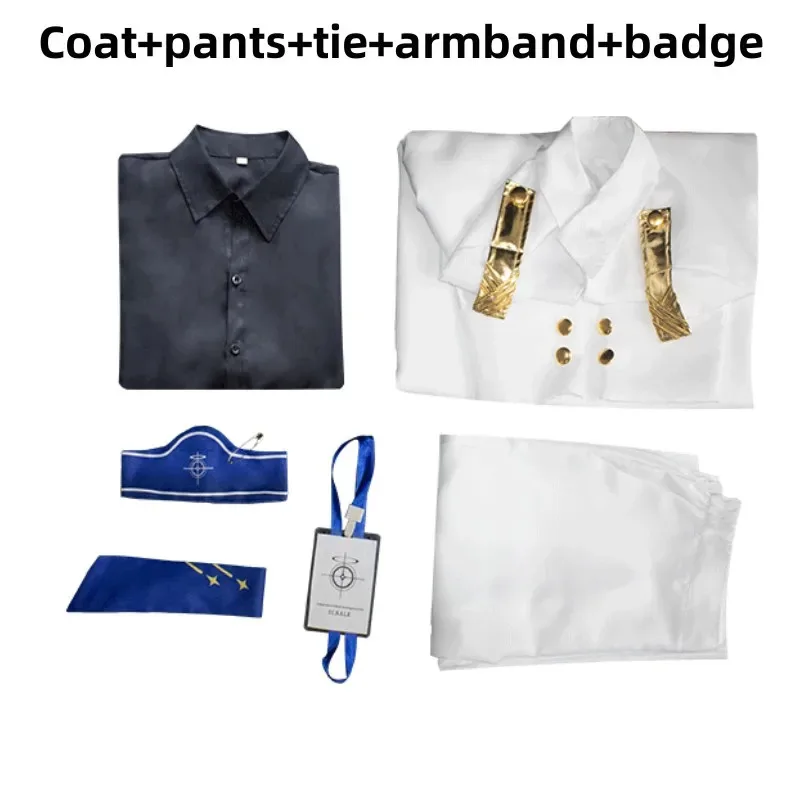 CyGame Blue Archive The Animation Teacher Schale Cosplay Kostüm Funktionierender weißer langer Mantel Hemd Uniform Perücke Mann Karneval Anzug