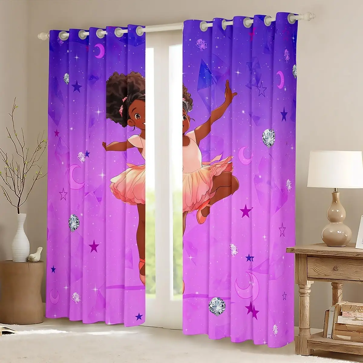 Ballet Curtain Galaxy Ballet Dance Curtain Bedroom Living Room Child Girl Ladies Glitter Elegant Dancer Decorated curtain Dream