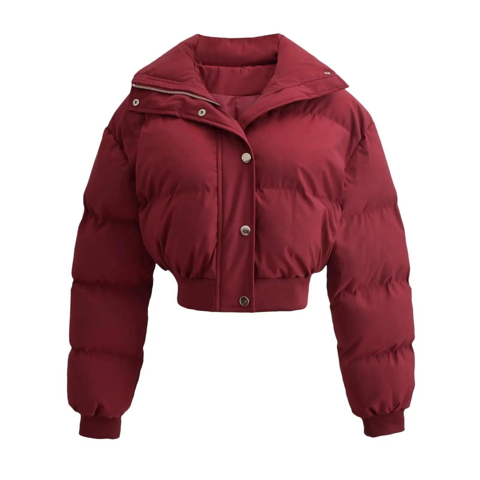 Roupas femininas 2025 moda inverno estilo curto emagrecimento lapela cor sólida manga comprida jaqueta de algodão com zíper