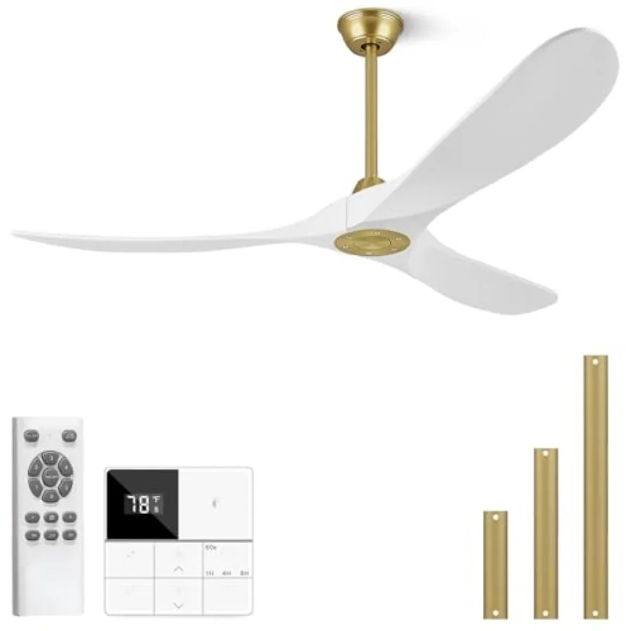 

88-дюймовый большой потолочный вентилятор без подсветки для использования на открытом воздухе, 3-лопастной, из массива дерева, для помещений и улицы, с настенным креплением и пультом ДУ