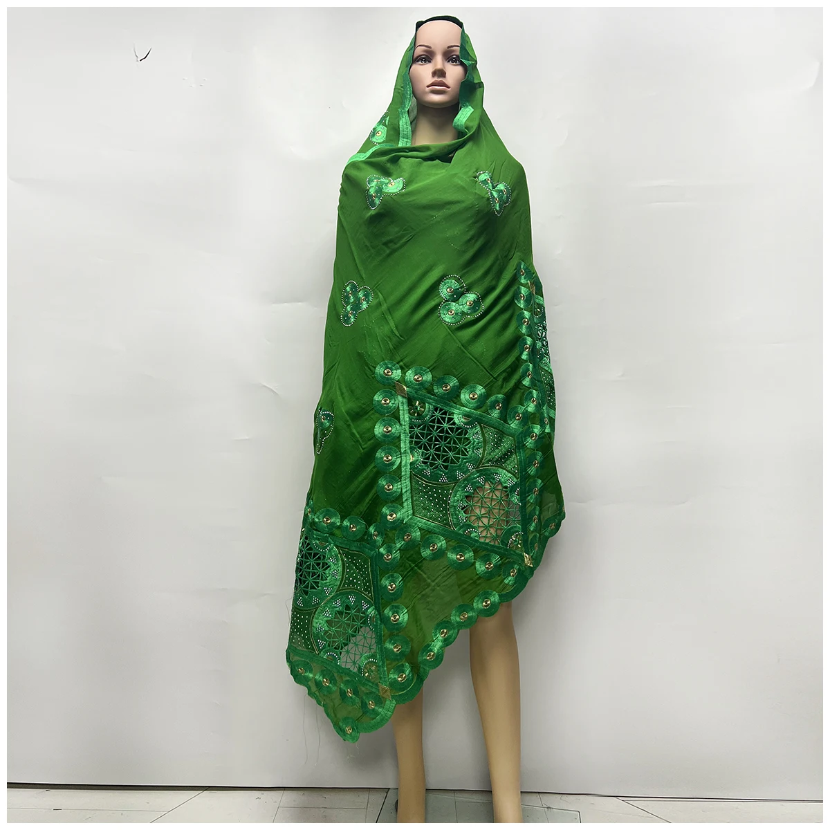 2024 New African Women Scarf  Soft 100% Cotton With Dold Chip Scarf Dubai Isalmic Scarf Embroidery Muslim Hijab for Shawls Wraps