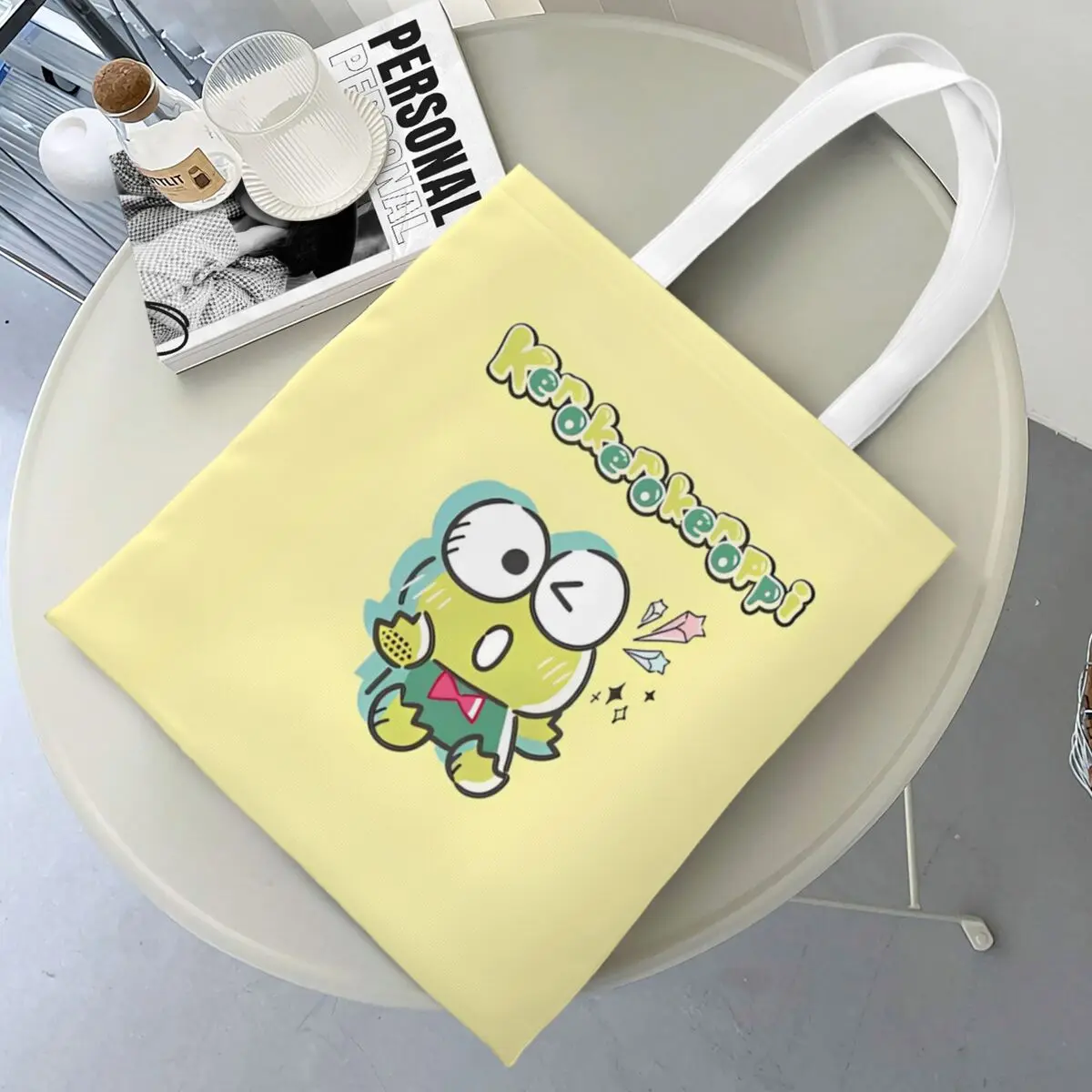 

Сумки-тоут с лягушкой Keroppi, женская сумка, парусиновая студенческая сумка на плечо с героями мультфильмов, многоразовая сумка для продуктов