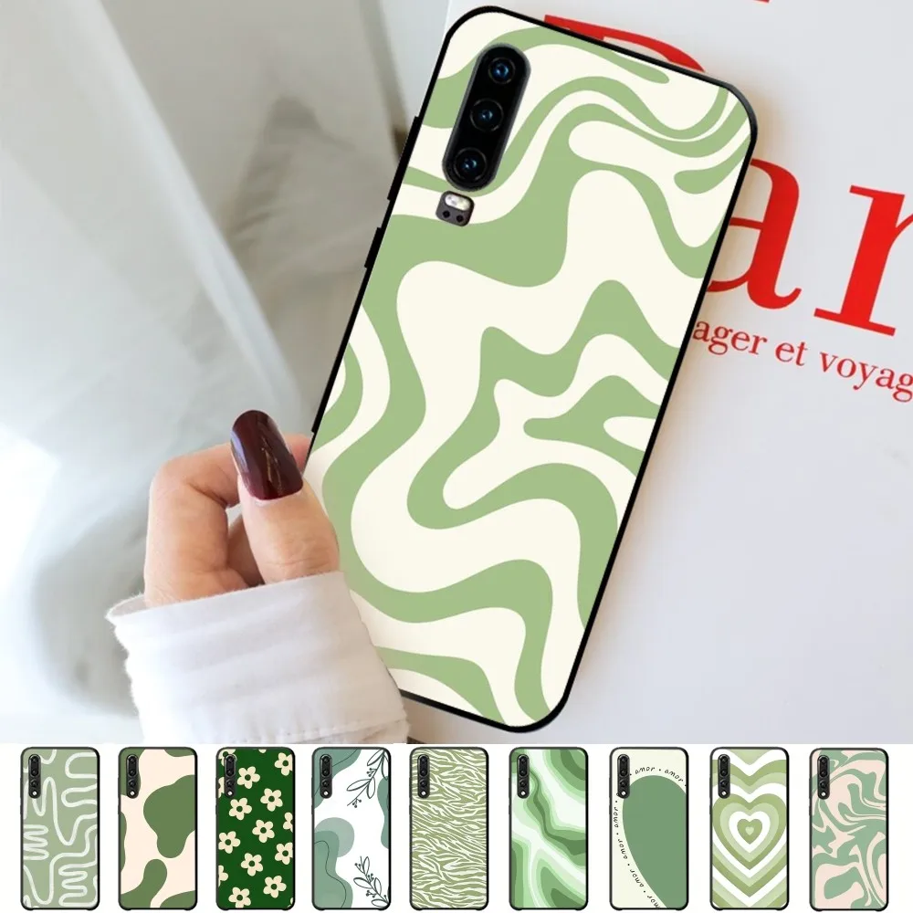 Fashion Green Swirl Aesthetic  Phone Case For Huawei P 8 9 10 20 30 40 50 Pro Lite Psmart Honor 10 lite 70 Mate 20lite