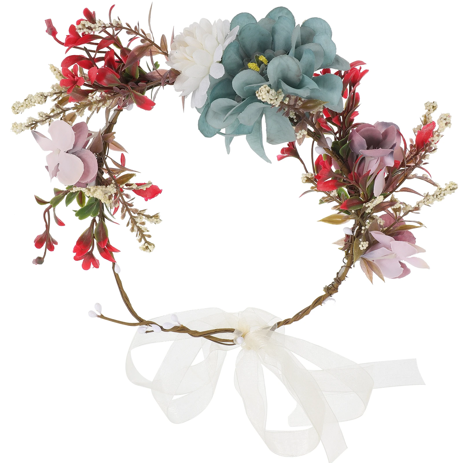 

Flower Crown Hair Accessories Bridal Wedding Beach Wreath Realistic Colors Adjustable Bride Flower Headband Women Ladies