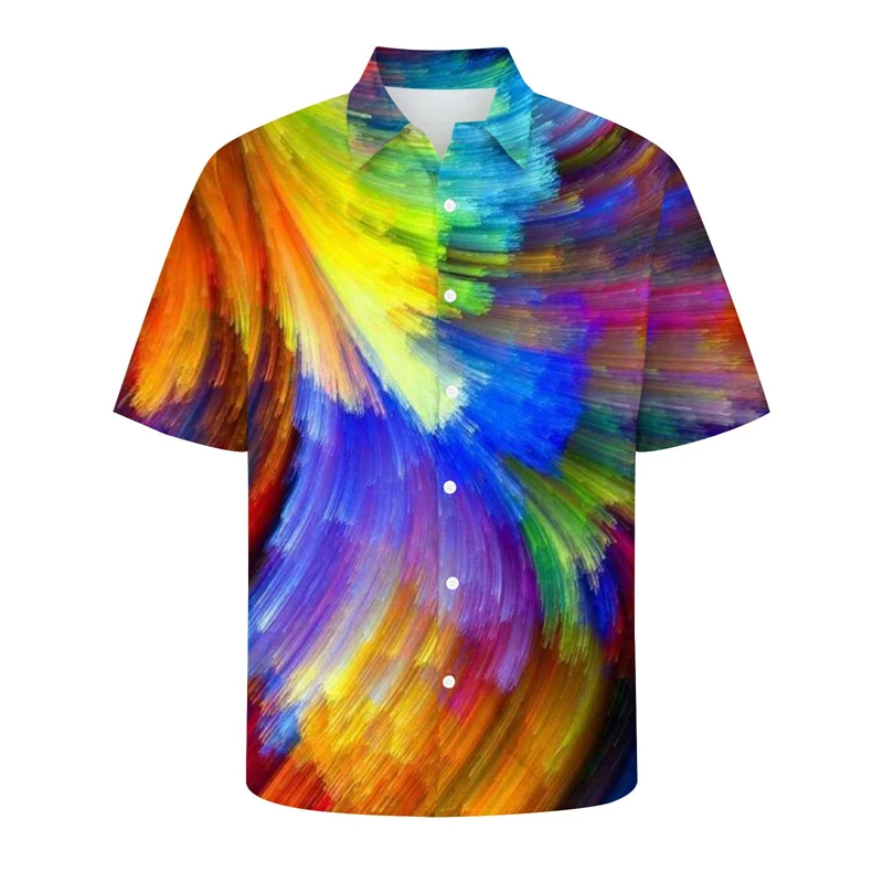 Men's 3D Graffiti Print Breathable Shirts Summer Short Sleeve Beach Party Fashion Cool New