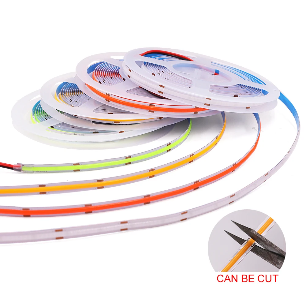 COB Strip DC 12V 24V 320Leds/M High Density RA90  White Pink Yellow Ice Blue Red Green Flexible Ribbon Rope LED Light